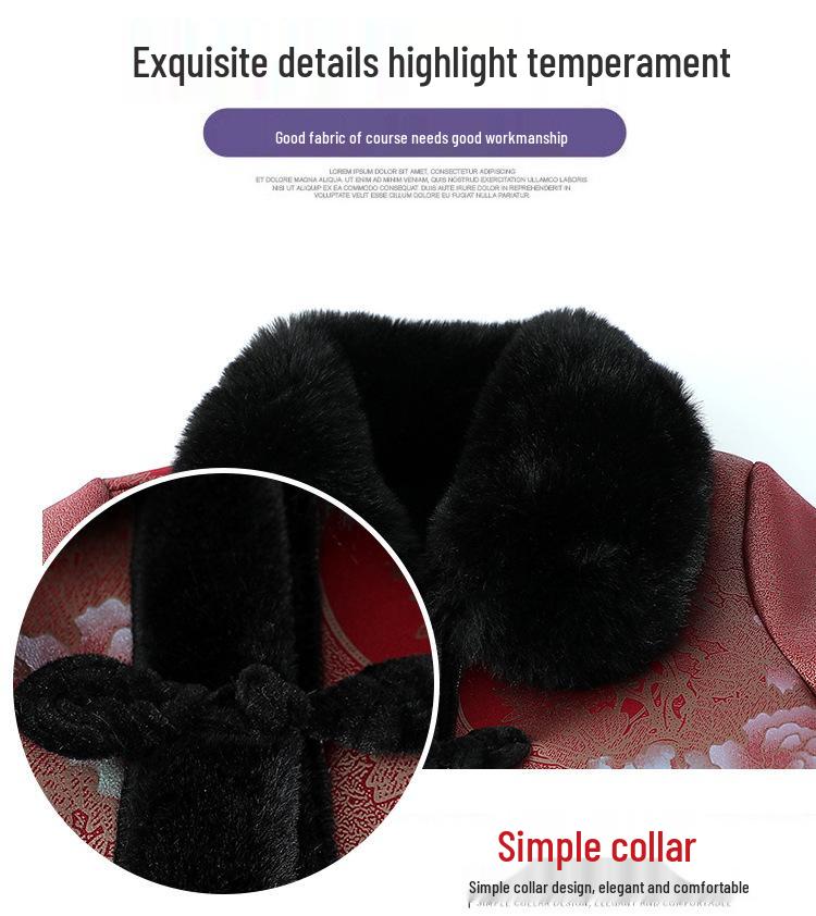 Omas Samt-Baumwolljacke für Damen - Wintermantel für ältere Damen