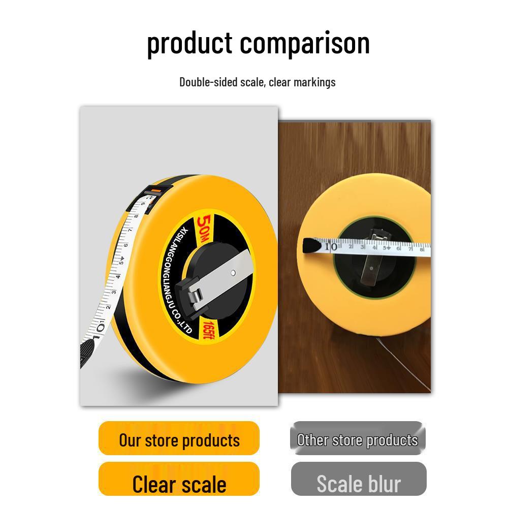 Leather and Fiber Tape Measure for Sports and Clothing – Available In 20m, 30m, 50m, and 100m Lengths.