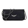 French Classic PU Leather Small Square Bag Fashion Versatile Wing Design Women's Crossbody Bag for European Style Daily Wear CLE