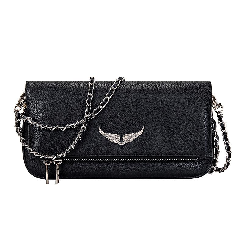 French Classic PU Leather Small Square Bag Fashion Versatile Wing Design Women's Crossbody Bag for European Style Daily Wear CLE