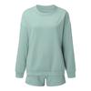 Women's Comfortable Casual Fashionable Solid Color Round Neck Sweatshirt Shorts Two-piece Set