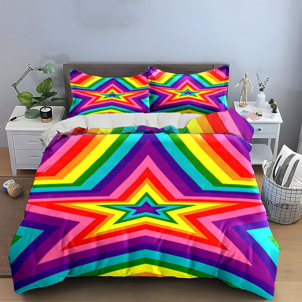 Radiant Rainbow Starburst. Bedding Sets Duvet Covers Pillowcases(1* Duvet Cover 2* Pillowcases Without Duvet Insert)