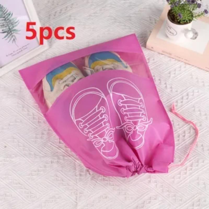 5pcs Shoes Storage Bag Portable Organizer Travel Shoes Bag Transparent Drawstring Shoe Clothes Dustproof Bags Waterproof Pocket