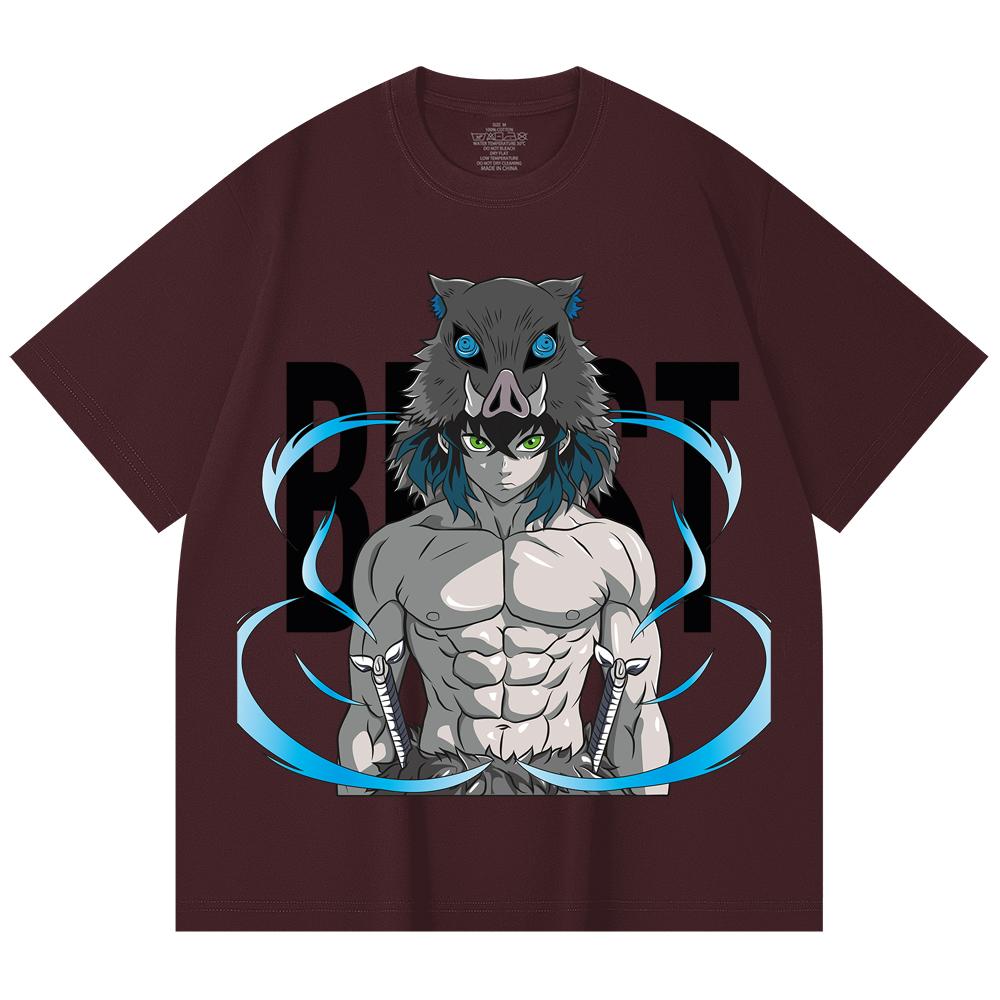 

230 Gsm 100% Cotton Demon Slayer V113 Inosuke Print Unisex Heavy Cotton T Shirt 2XL