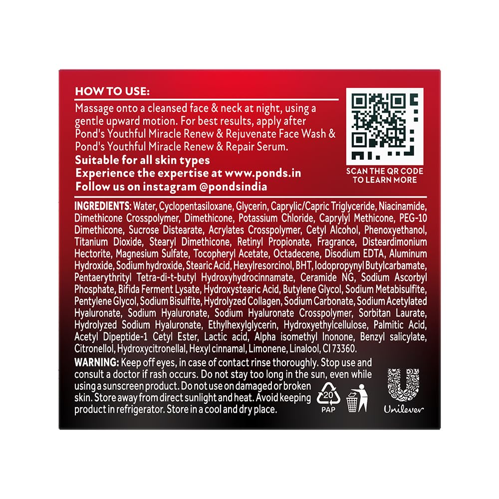 Ponds Youthful Miracle Hexyl Retinol Complex, Renew & Repair Night Cream 50g