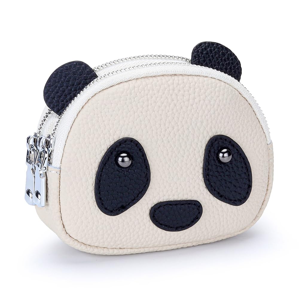 

Yocipa Genuine Leather Panda Coin Purse with Keychain, Women s Mini Wallet, Cute Pouch, Small Animal Design Wallet, Double-Layer Zipper closure,