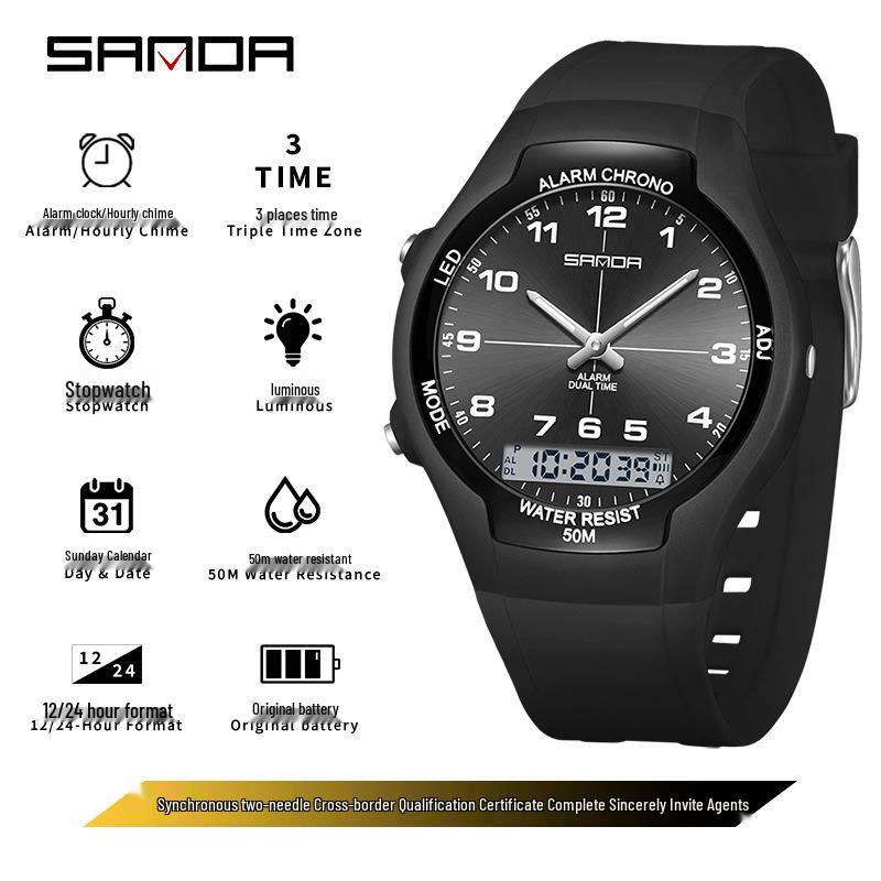 SANDA Dopamine Trend Waterproof Casual Wristwatch for Men and Women