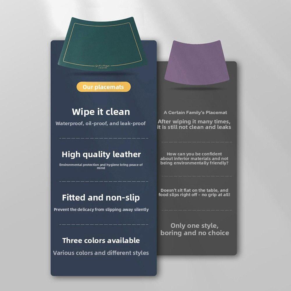 Chinese Style Fan-shaped Placemat PU Leather Western Placemat Leather Placemat  Kitchen Accessories