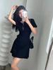 Pink sweet and spicy skirt T-shirt dress summer drawstring waist and thin new sports pure desire skirt