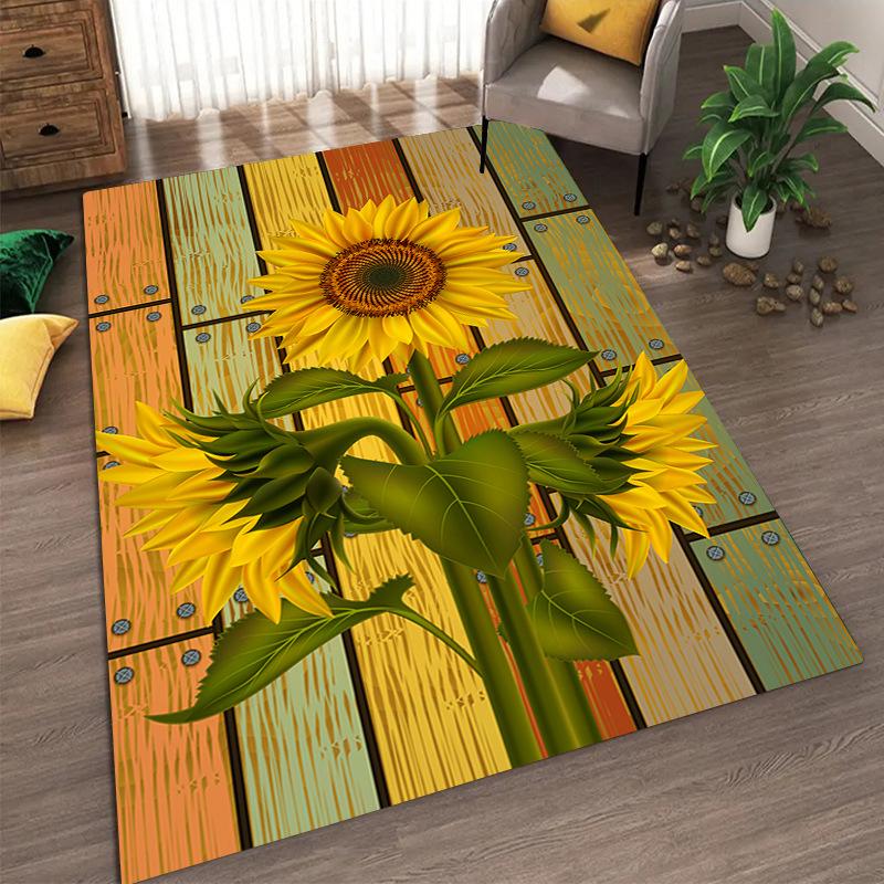 Sunflower Pattern Living Room Carpet Dirt Resistant and Easy To Maintain Foot Mat Bedroom Large-sized Floor Mat