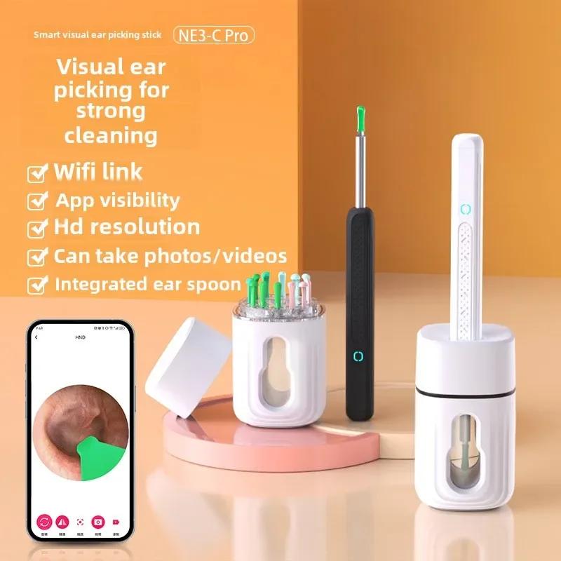 Smart Visual Ear Cleaner with Camera 1296P Ear Sticks USB C Charging Ear Wax Removal Tool WIFI Connection 6 LED Lights Earpick