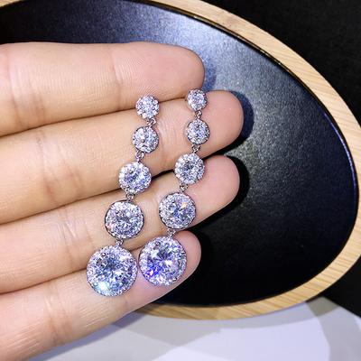 Boucles d'oreilles pendantes pour femmes, 5 rondes en Zircon cubique, Design de luxe, bijoux pour fête de mariage, nouvelle collection 2022