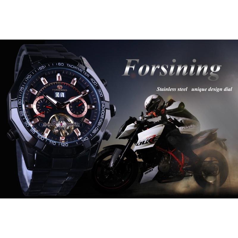 Forsining Men Fashion Casual Dial Tourbillon Mechanical Watch