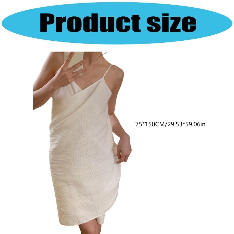Elegant Open-Back Bath Dress Cotton Blend Portable Bathrobe With Adjustable Closures Bath Towel Wrap for Resort Wear