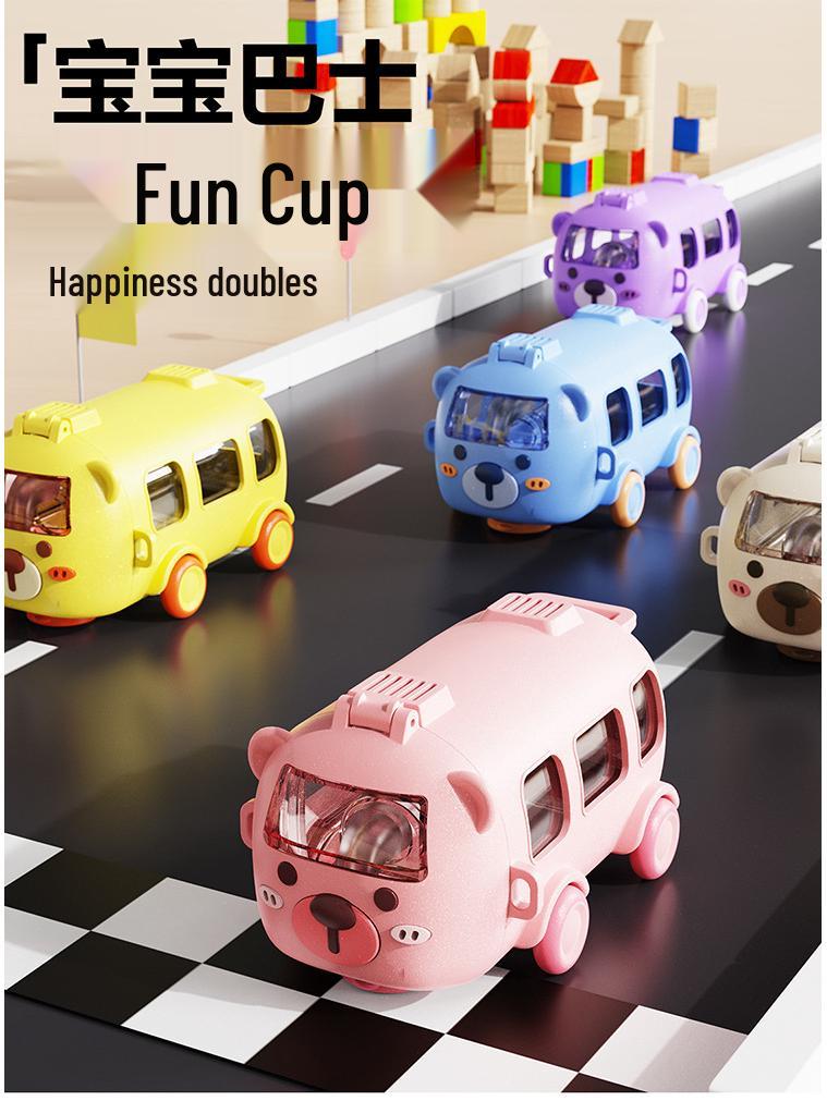 Sommer-Trinkflasche für Kinder mit Auto-Motiv, Strohhalm und Schultergurt