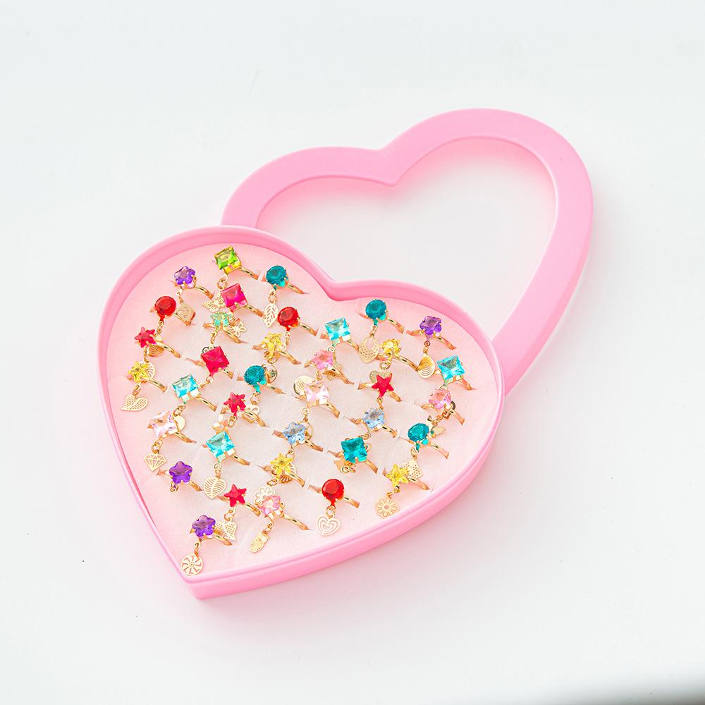 36 Buc inel de desene animate pentru copii Inel Prințesă Fete Clip de prindere drăguț decor de mână (cu cutie)