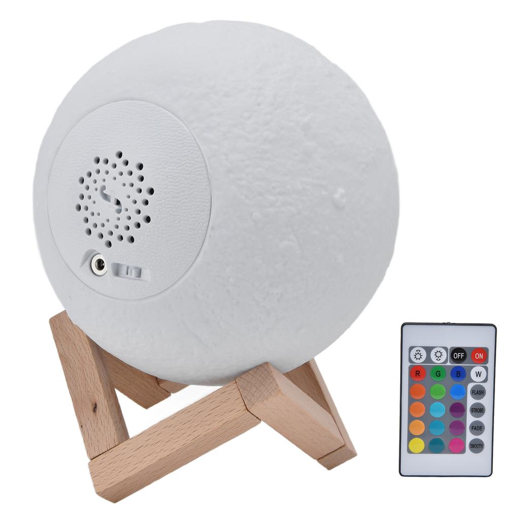 Moon Lamp 16 Colors 3D Printing LED Moon Music Speaker Night Light with Stand for Girls Festivals Table Decorations