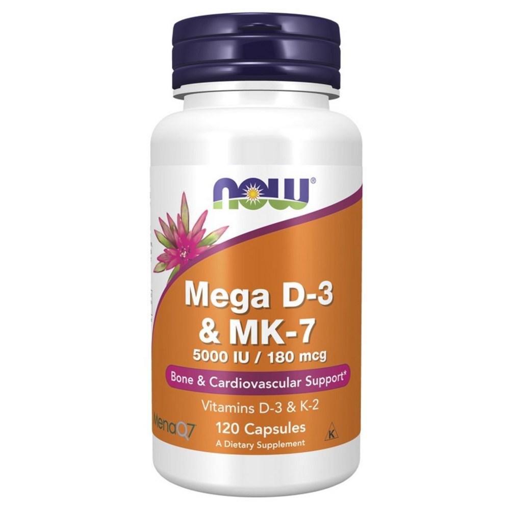 Now Foods Mega D-3 5000 IU & MK-7 180mcg Capsules 1 pcs 120 Tablets
