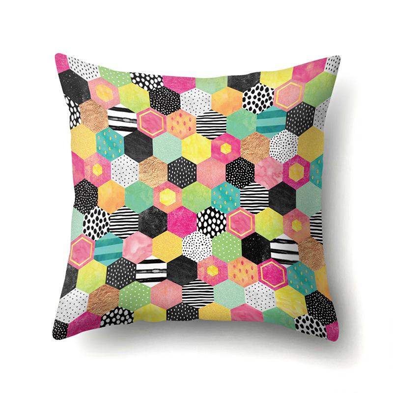 Polyester Pillow Case Automobile Decoration Home Printed Pillow Case Waist Cushion Cover Car Cushion Head Cushion Cover