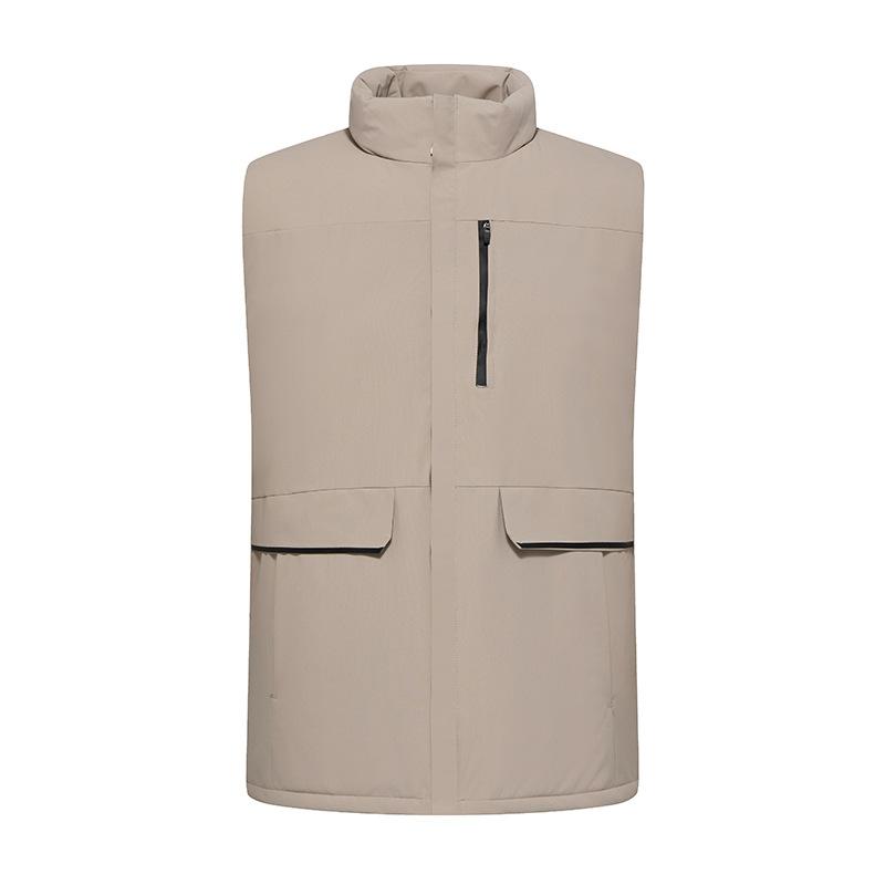 

Autumn and Winter Couple Outdoor Sports Vest Waterproof Warm Sleeveless Jacket with Cotton Stand Collar Large Pocket Vest Jacket M