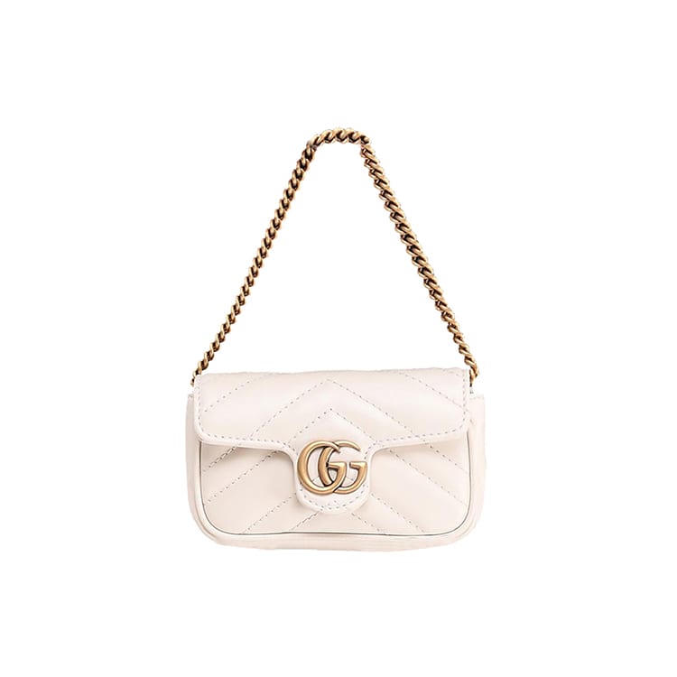 GUCCI GG Marmont Quilted Leather Handbag Card Holder Coin Purse Extra Mini Women's White 575161-DTDCT-9022