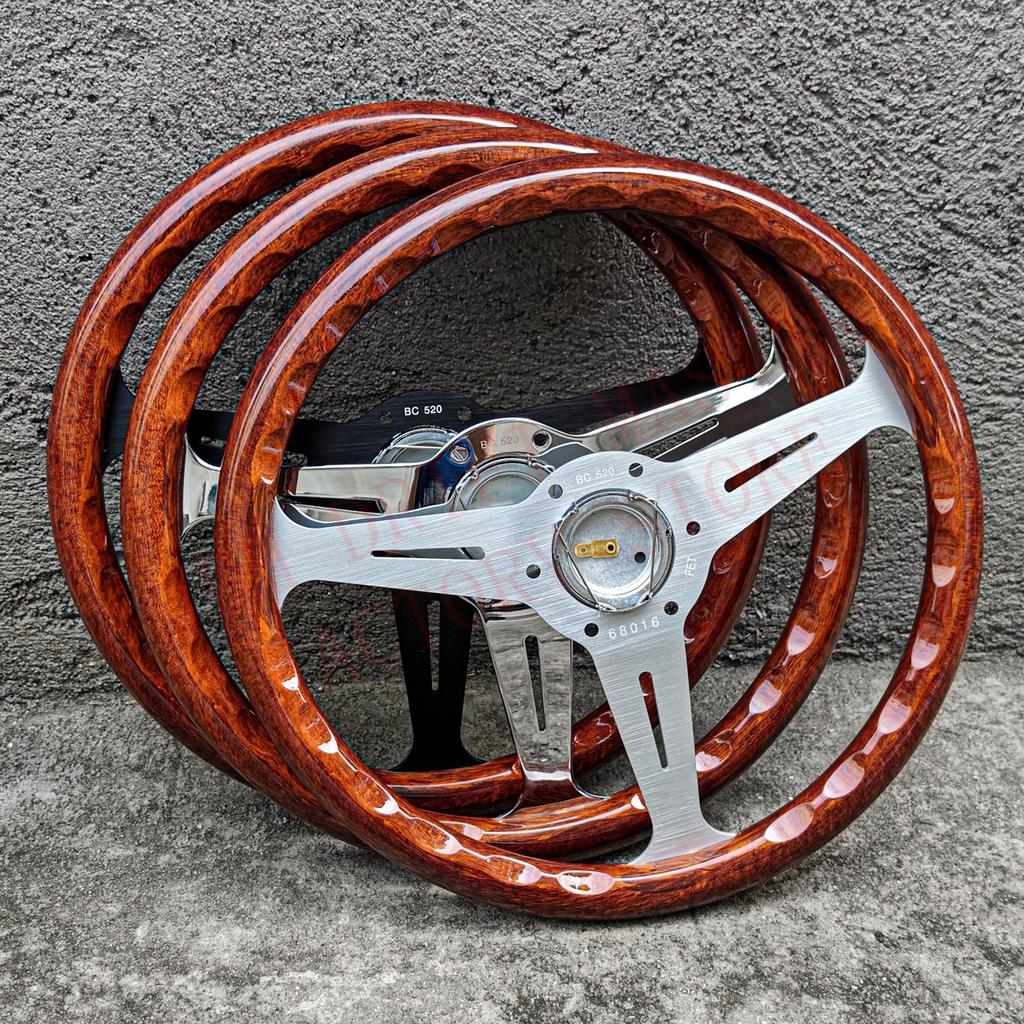 14 Zoll 358mm Klassisches Holzlenkrad Universelles Rennsport-Sportlenkrad 74mm Lochkreis