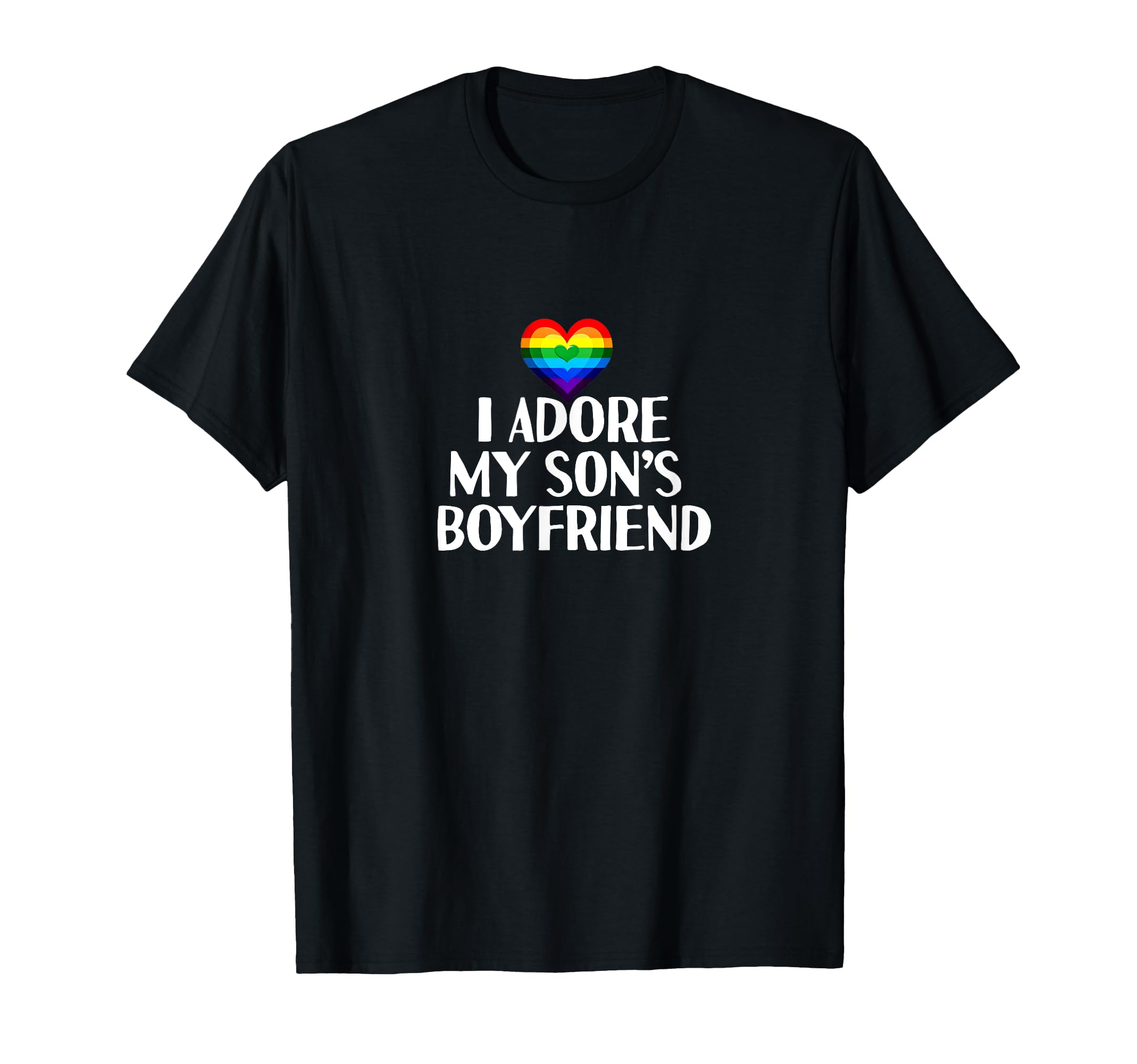 

My rainbow heart celebrating gay son s boyfriend s LGBTQ+ t-shirt, rights. чорний