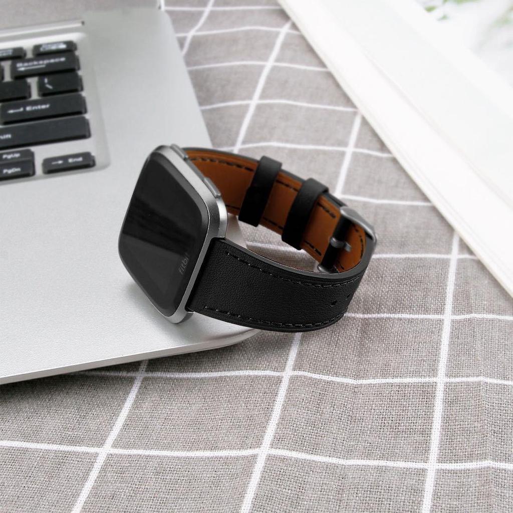 Fitbit Versa 2/Versa/Lite Leather Strap - Round Tail Cowhide Printed Wristband
