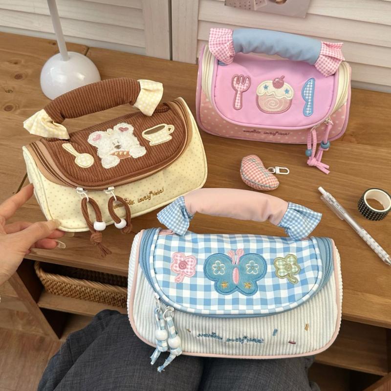 Macaron Color Collision Pencil Case High Aesthetic Value Cute Stationery Box Student Portable Pencil Case Large Capacity Makeup Bag Storage Bag
