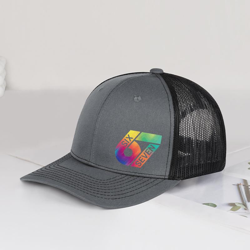 67 Six Seven Rainbow Print Trucker Hat Men Women Vintage Mesh Back Adjustable Truck Cap Casual Streetwear Sun Hat