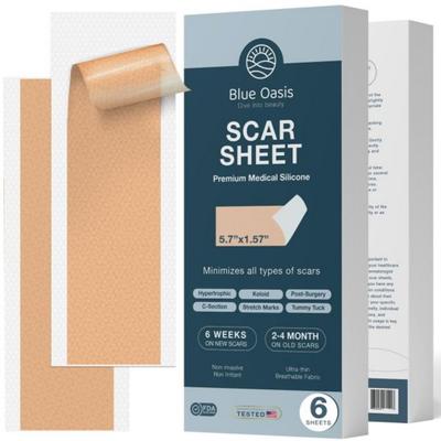 Silicone Scar Sheets Scar Tape 120" X 1.6" Roll - Single Side Bum Chin Keloid Post Cream Gel Patch Removal Strips, Scar Sheets 6 Pack