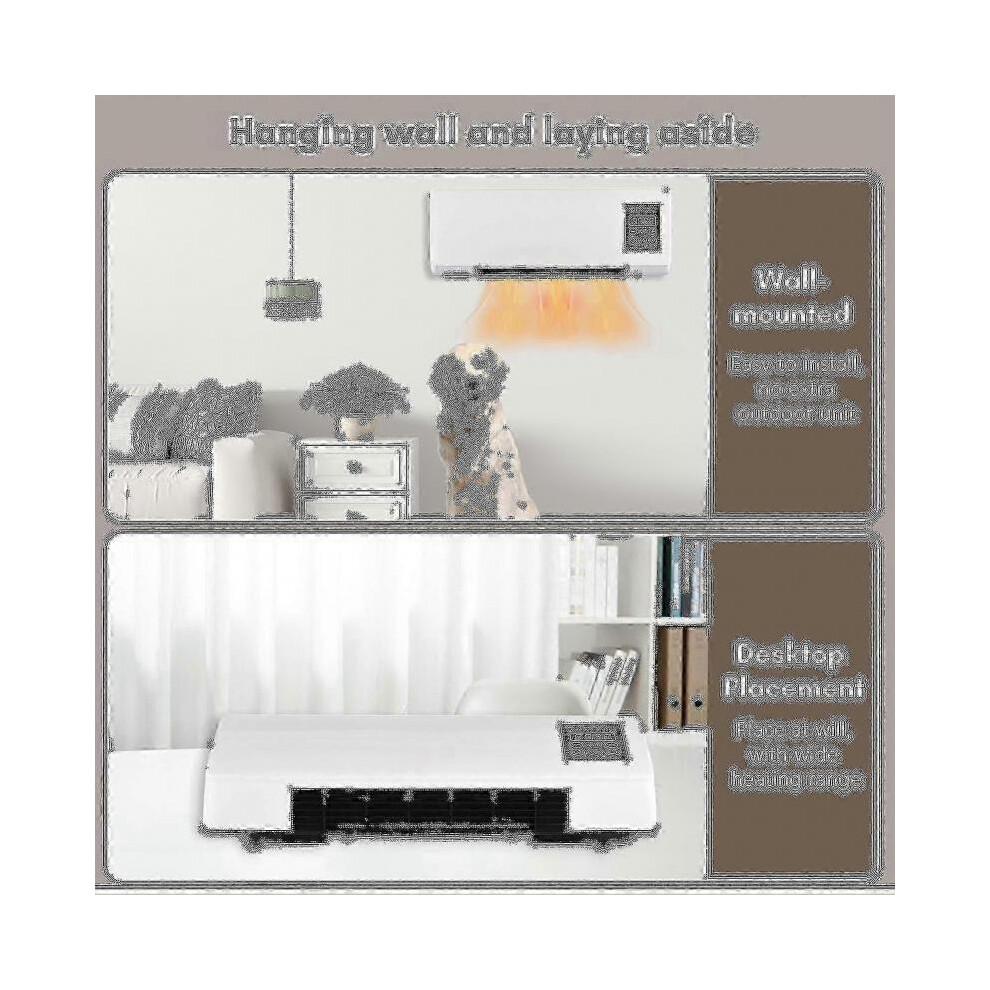 Draagbare Verwarming en Airconditioner Combinatie Wandmontage Bureau 2-in-1 Elektrische Verwarming Airconditioner voor Huishouden Slaapkamer Verwarming en Koeling met Timer