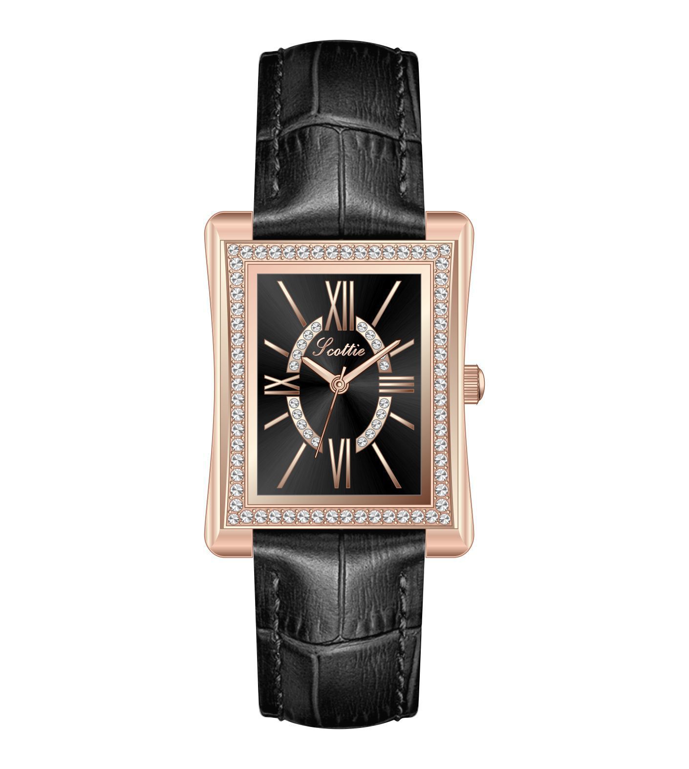 Square Quartz Ladies Watch Fashion Diamond Set Roman Vintage Watch Femininity Leather Strap