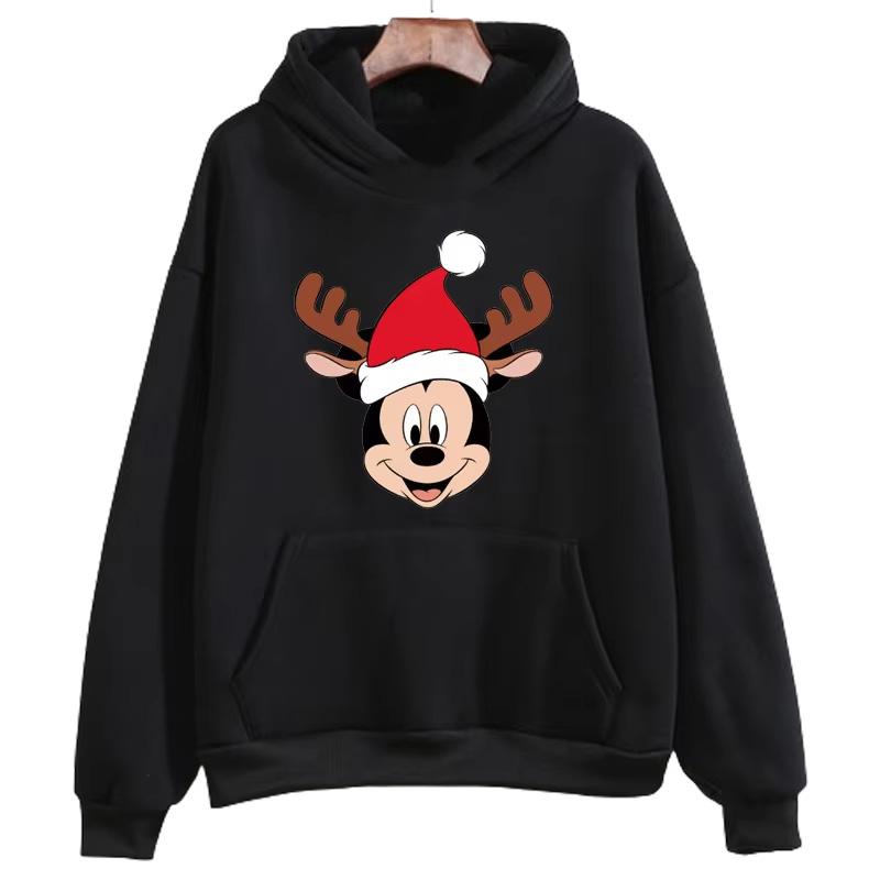 

2025 Kawaii Christmas Style Harajuku Men and Women Casual Round Neck Pullover Tops Mickey Minnie Mouse Goofy Print Hoodie 3XL