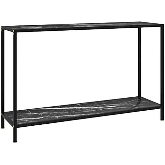 Table Console - VIDAXL - 120x35x75 cm - Verre Trempé - Acier Revêtu - Noir Moderne