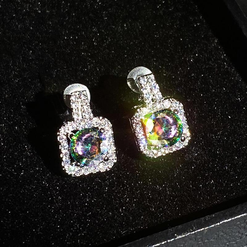 

BELLA BOX Bling CZ Циркон женские серьги-гвоздики нежной формы для свадьбы, помолвки и вечеринки, серьги высокого качества, ювелирные изделия зелёный/фиолетовый