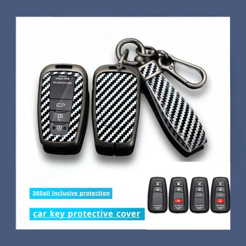 For Toyota CHR Prado 2017 2018 Prius Camry Corolla RAV4 2017 2018 2019 2020 Carbon fiber Zinc Alloy Car Key Cover Case Holder