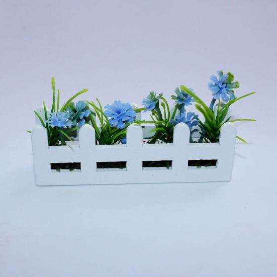 Miniature Raised Garden Bed Figurine Mini Flower Fence Planter Box Model 1/12 Scale Dollhouse Fairy Garden Decoration Accessories
