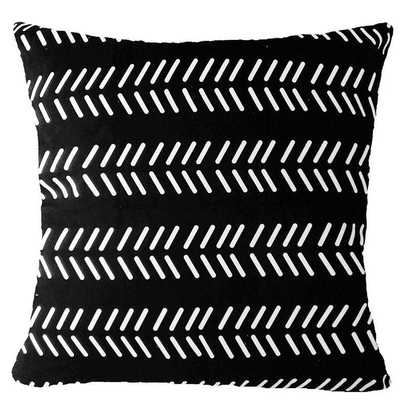 Cover Geometric Cushion Home Sofa Decor Black  White Linen Throw Pillow Case