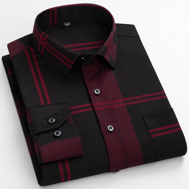 Stripe Print Casual Button Up Long Sleeve Easy-Care Shirt With Chest Pocket, Slightly Stretch Men's Semi-formal Dress Shirts