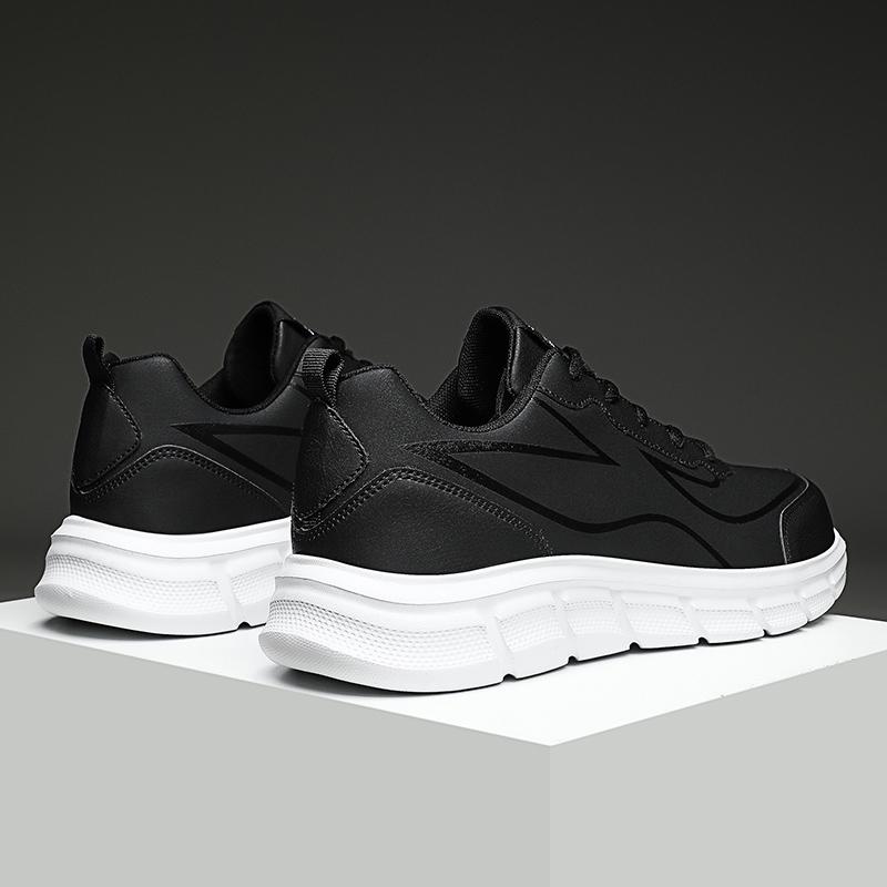 Black Running Shoes Waterproof Athletic Sneakers Men Wear Resistant Men Walking Sport Shoes Comfortable Men PU Leather Size 48