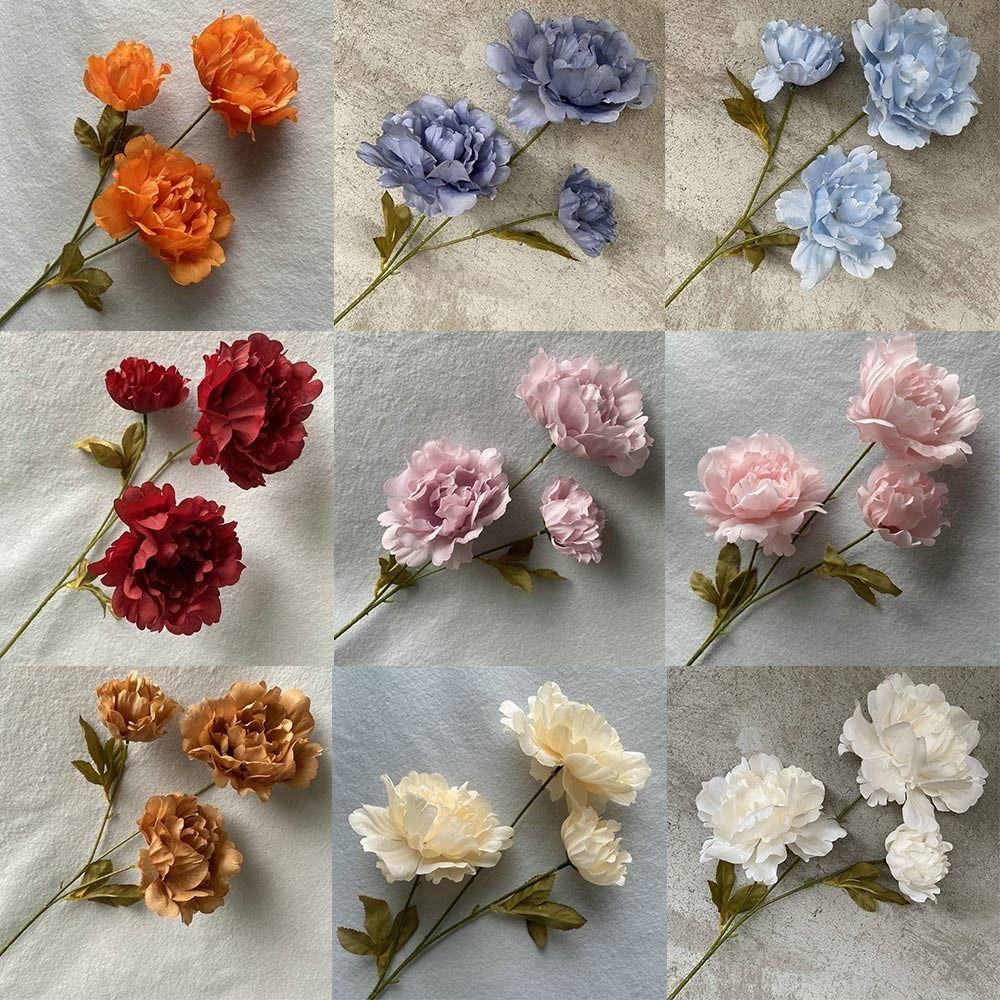 3 Köpfe Lebensechte Blumen Seidenblätter Simulationsblume Kreative Kunstblume Pfingstrose Heimdekoration