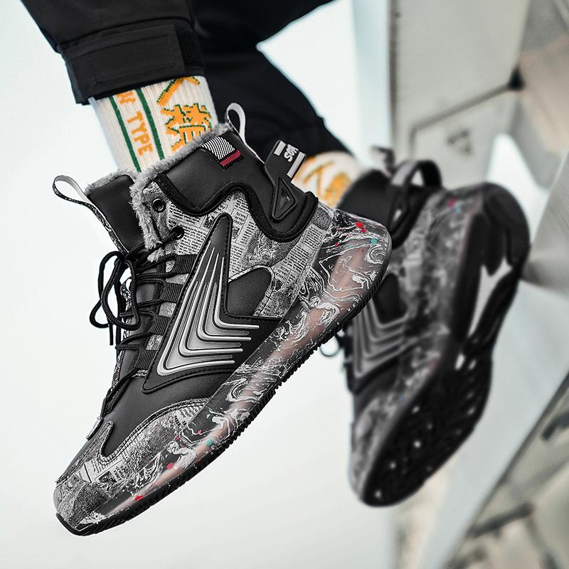 Winter Oversized High Top Velvet Warm Cotton Shoes Snow Boots Trendy Sports and Leisure Shoes Dad Shoes 39-45