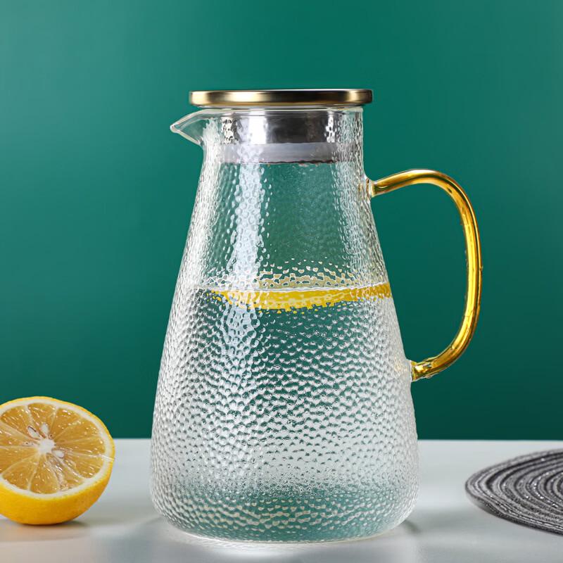 Boyiduo Heat-Resistant Glass Water Pitcher with Gold Lid