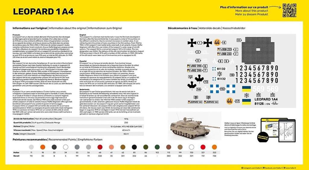 Platz Herre German Army Leopard 1A4 Plastic Model HE81126 1/35