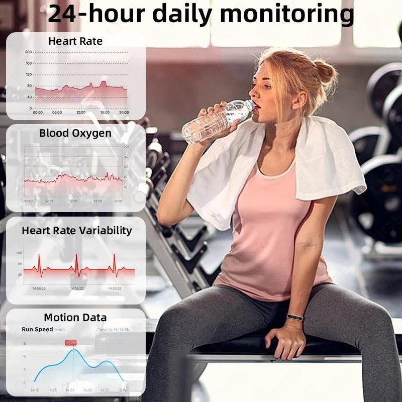 SACOSDING Smart Bracelet Fitness Tracker 24H Sleep Tracker All-Day Continuous Heart Rate Monitor Step Counting Sport Smart Watch Band