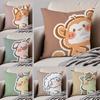 Cute Surprise Animals In The Twelve Zodiac Cushion Cover Linen Pillow Case Soft Breathable Protective Couch Room Decoration