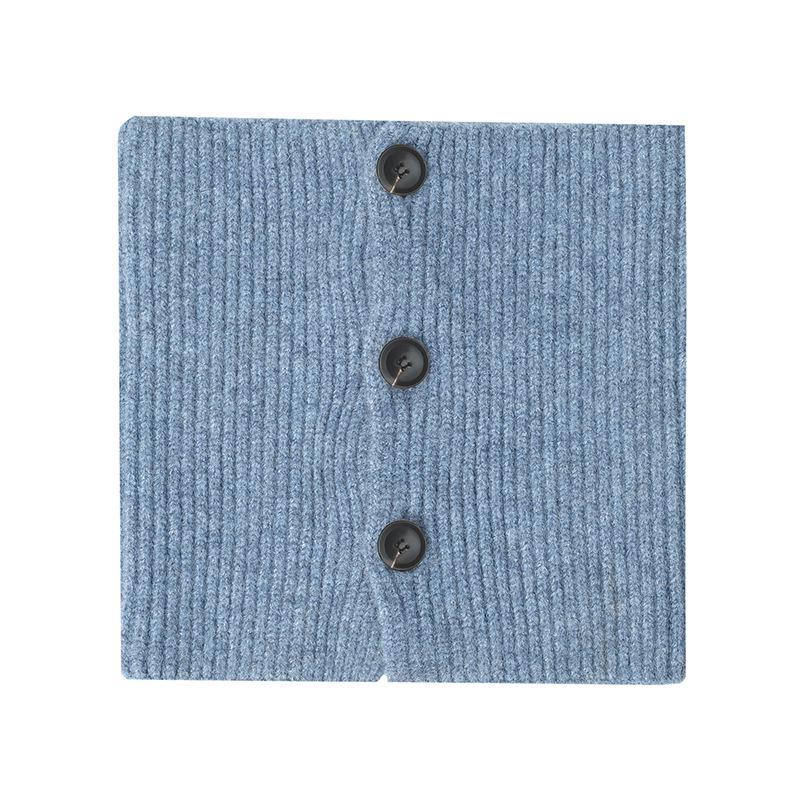2025 European & American High-End Wool Knitted Flower Button Neck Warmer for Autumn/Winter