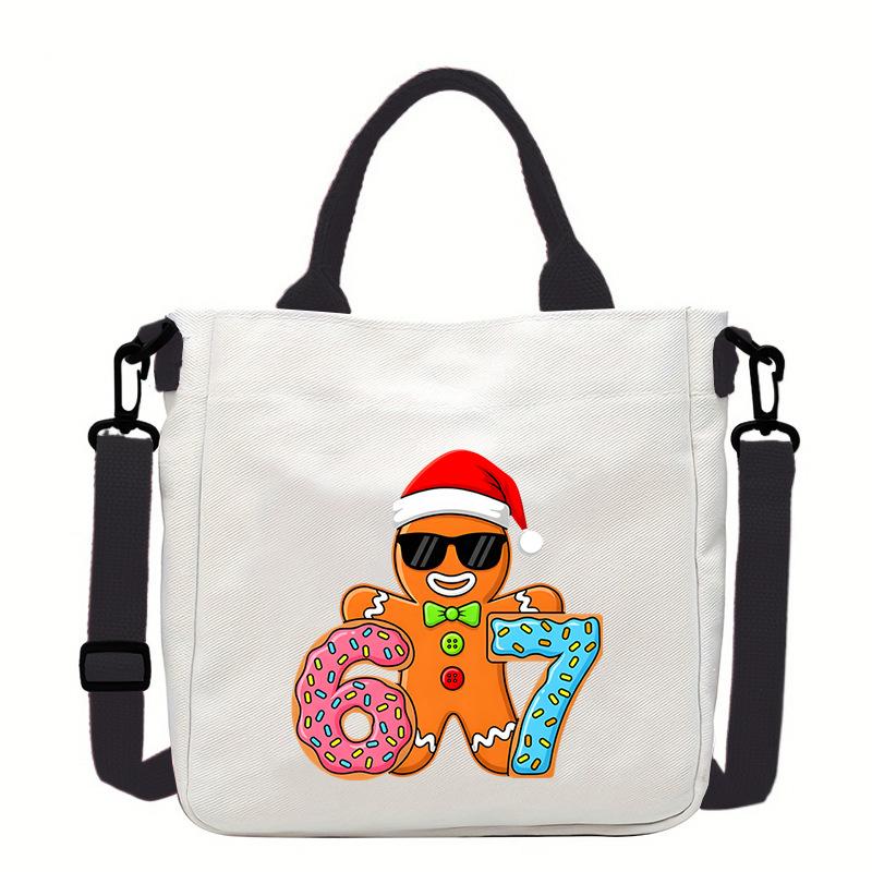 Amazon Gingerbread Six Seven 67 Ice Cream Printed Large Capacity Canvas Tote No specifications чёрный