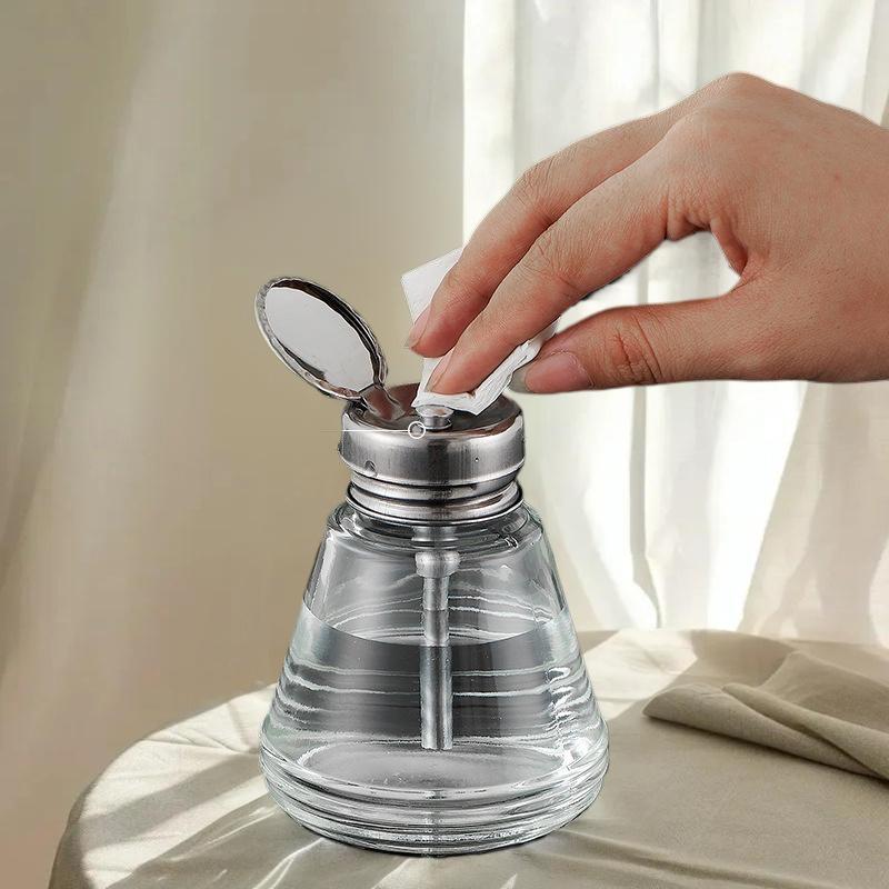 Wiederbefüllbare Glas-Nagellagerflasche – Leerer Pumpspender für Nagellackentferner, Flüssigreiniger und Maniküre